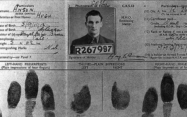 Documentación falsa a nombre de Hus Anson, para su viaje a Lisboa
