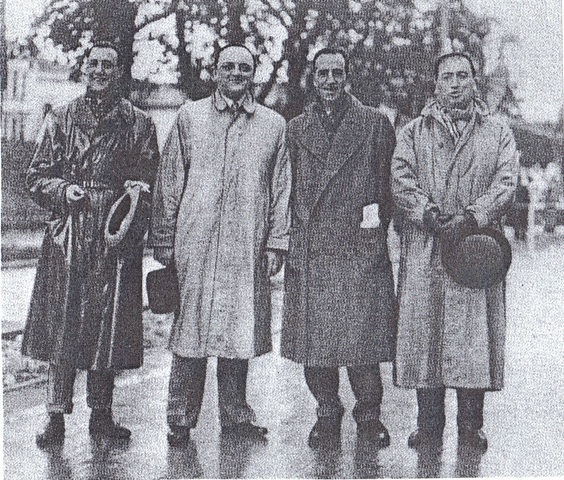Los creadores de la carrera, de izquierda a derecha, Aymo Maggi, Franco Mazzotti, Giovanni Canestrini y Renzo Castagneto