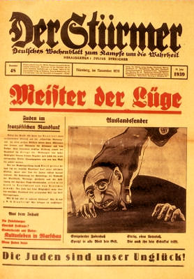 Portada del diario antisemita Der Stürmer
