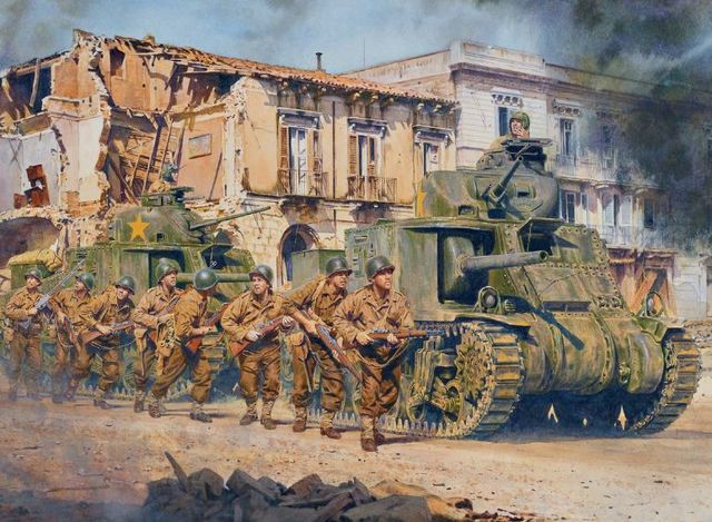 Unidades del II Cuerpo de Bradley entran en Bizerta, Túnez. 7 de mayo de 1943