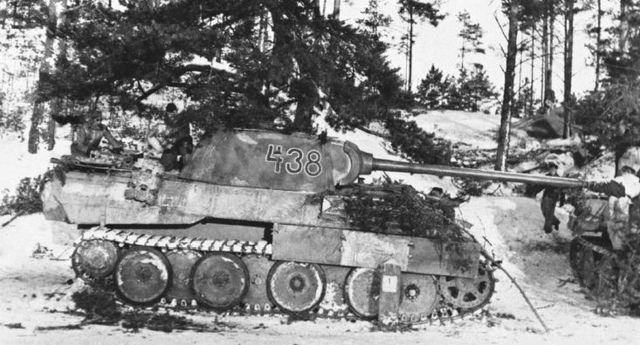 Panther Ausf. D durante la batalla de las Ardenas. Diciembre de 1944