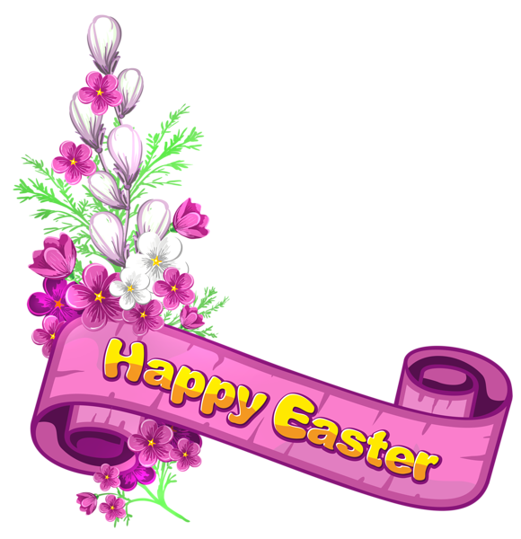 Pink_Happy_Easter_Banner_and_Flowers