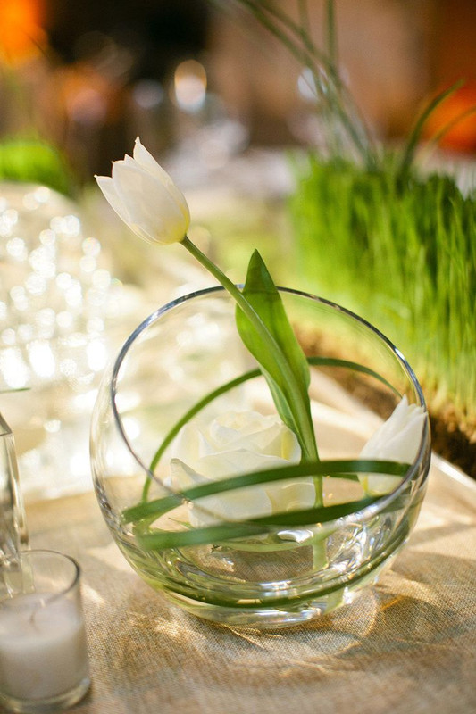 Slant cut terrarium bubble bowls make elegant and classy centerpieces